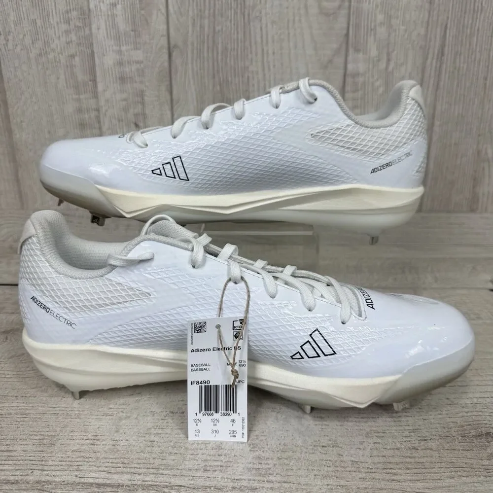 Adidas Adizero Electric Baseball Metal CLEATS Men Size 13 White/Black Metallic